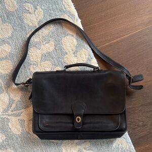 Coach Black Leather Men's Briefcase
